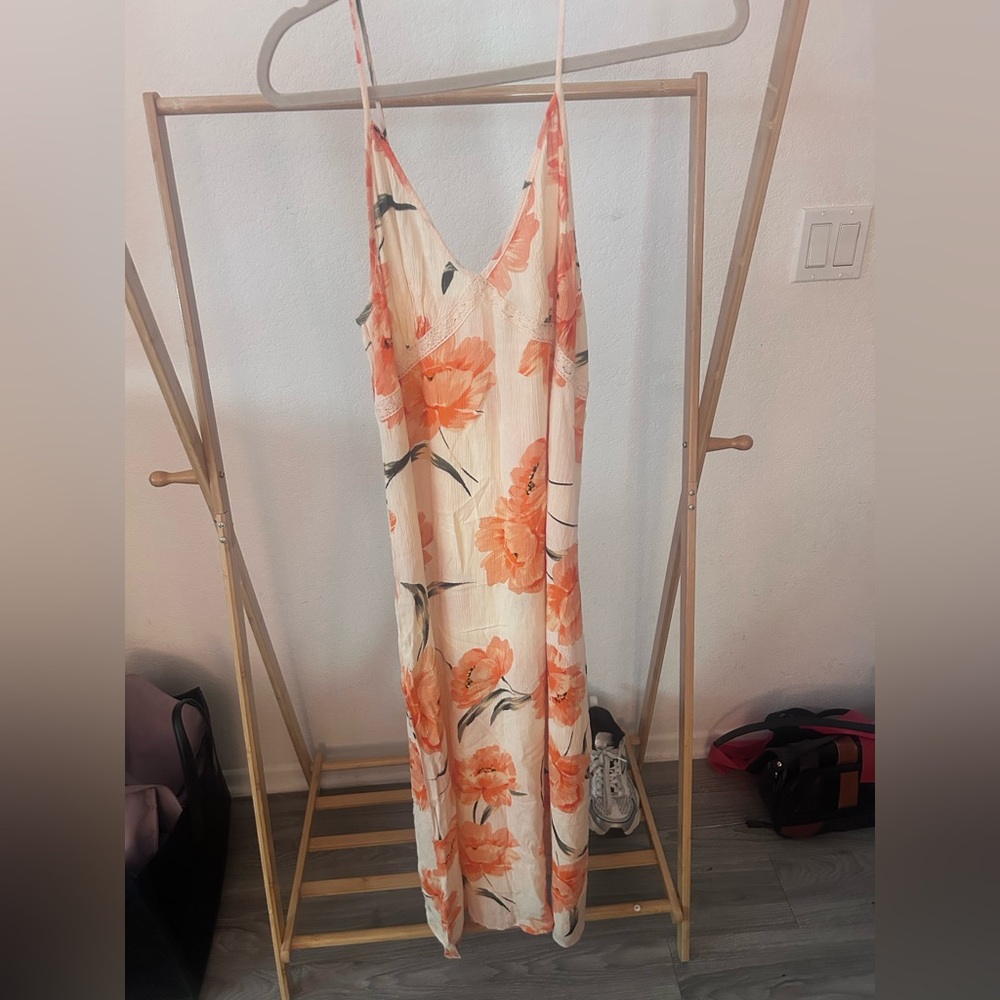 Patrons of Peace Orange and Cream Floral slip Dress